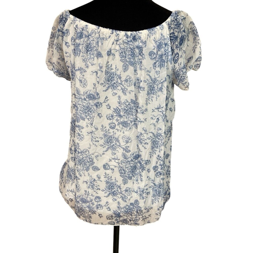 Luisa Ricci Italy Off The Shoulder Blouse S Silk Floral‎ Lined Sheer Sleeves